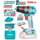 Дрель шуруповерт аккум TOTAL 20V TIDLI20558 ударная