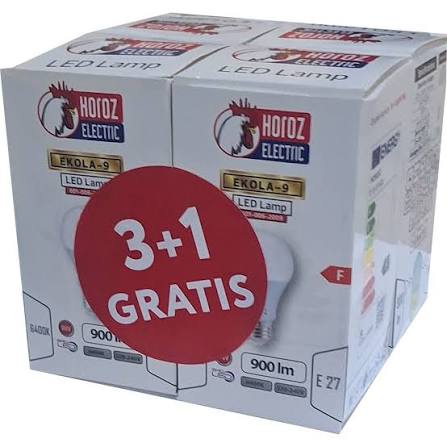 Лампа LED 9W Ecola E27 Horoz 3+1шт